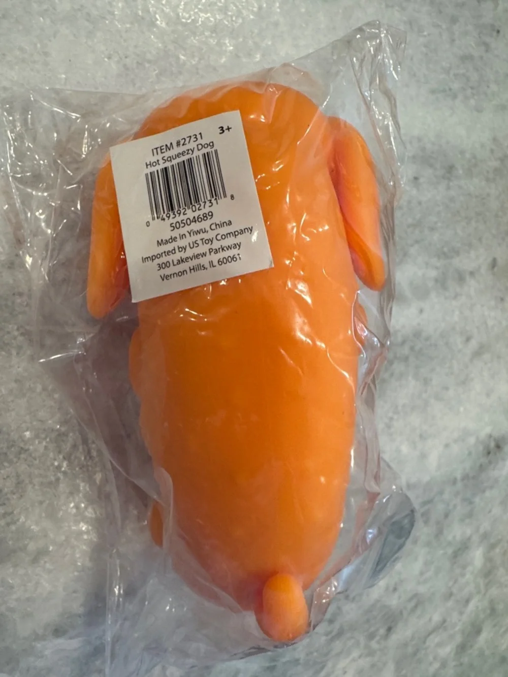 Orange Squeaky Puppy Hot Dog Toy - Unbranded - Picture 2 of 2
